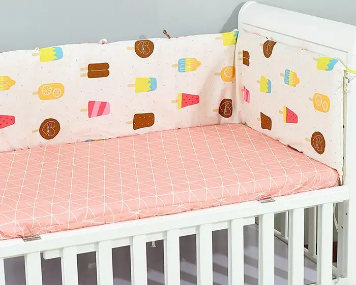 Cama do Bebê Amortecedor de Algodão em Forma de u Decoração do Quarto Berço Engrossar Almofada Bebê Ferroviário Capa Protector Conjunto Linha Almofadas Recém-nascidos 10 Amortecedores