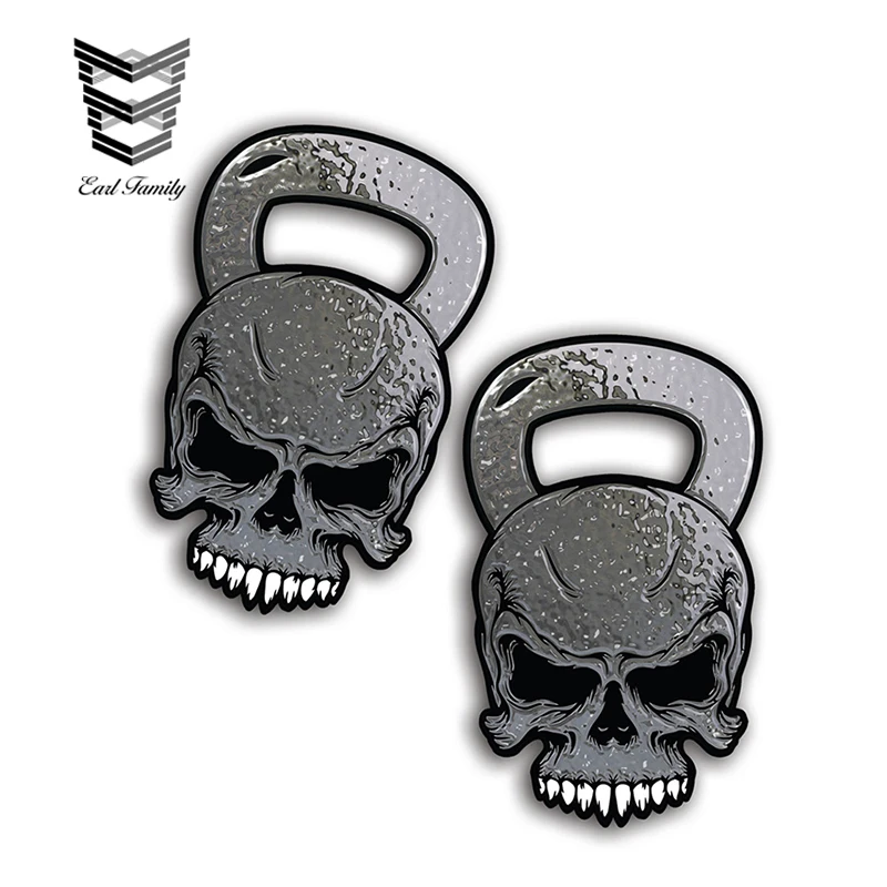 

EARLFAMILY 13cm X 11.7cm Skull Kettle bell Kettlebell Workout Gym Cross Train Fit Vinyl Window Die Cut Decal Car Stickers