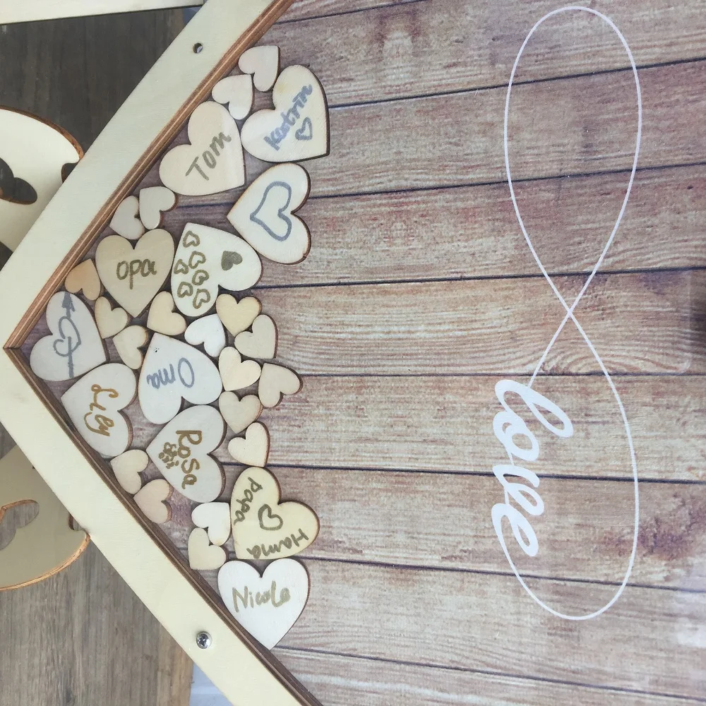 Heart shape Wedding guest book Decoration Rustic Sweet Heart Drop box Wedding drop box 3D Guest book wooden