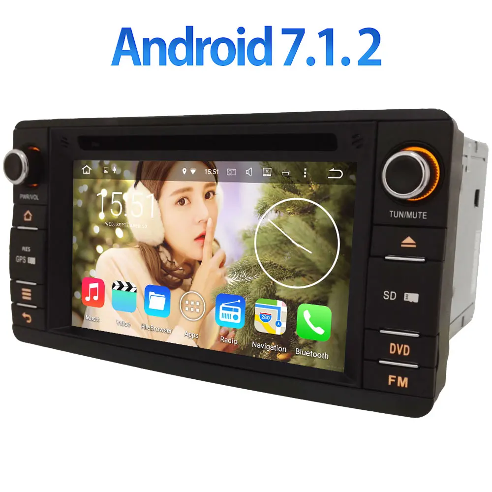 Android 7 1 2 Double 2 din Quad core 2GB RAM 1024 600 GPS Navi 4G