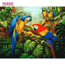 Diy картина для домашнего декора, водопад живопись по номерам, животные попугаи, краски по номерам