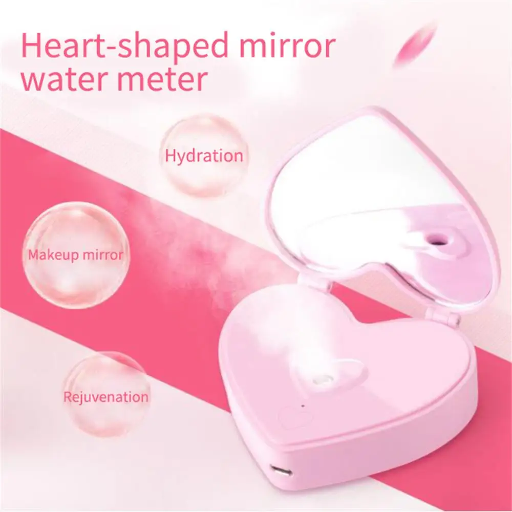 

Icarey New mini sprayer face humidifier makeup mirror nano water meter heart-shaped mirror water meter