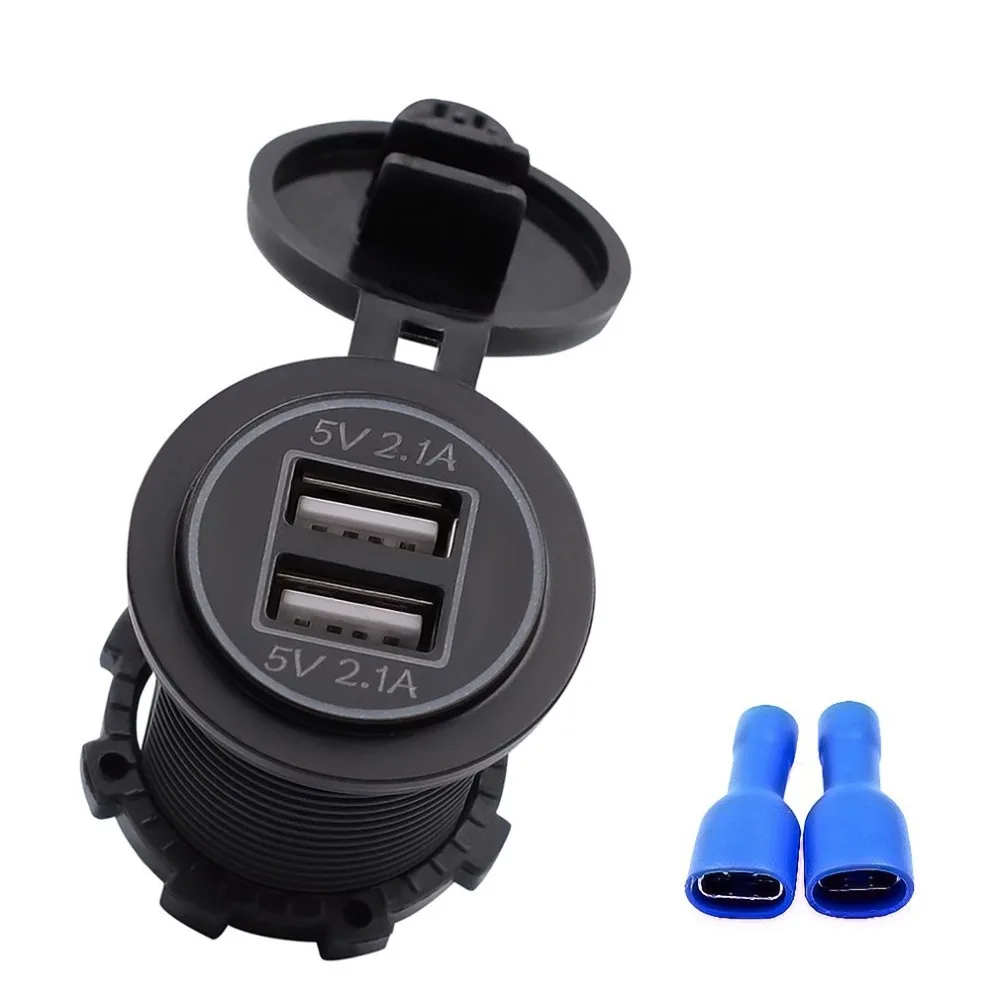 

General Portable 4.2A Dual USB Ports Portable Car Charger Socket Adapter Outlet With Light Suitable For 12V-24V Motorcycles Auto