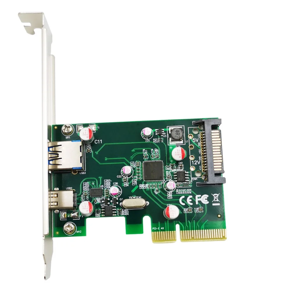 PCI E (PCI Express) к USB 3 1 (Type A + Type C) Расширительная карта Gen II SuperSpeed 10 Гбит/с внутренний 15