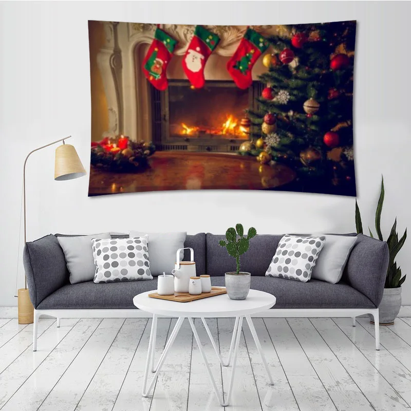 Cute Cartoon Santa Claus Wall Hanging Tapestry Xmas Home Decoration 100