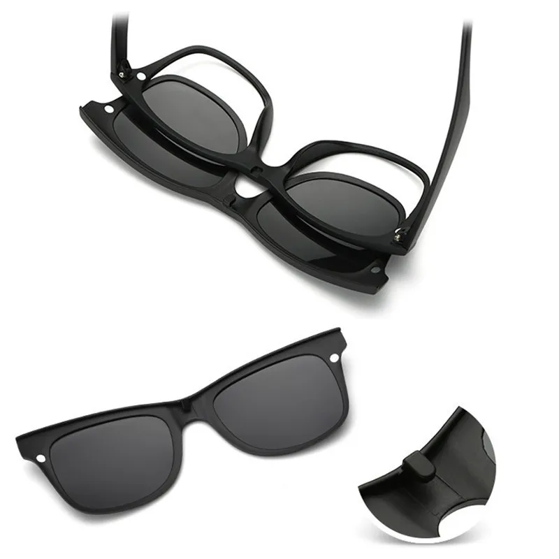 Набор поляризованных солнцезащитных очков с 5 магнитными зажимами TR, мужские очки на застежке, магнитные повседневные оптические очки для близорукости