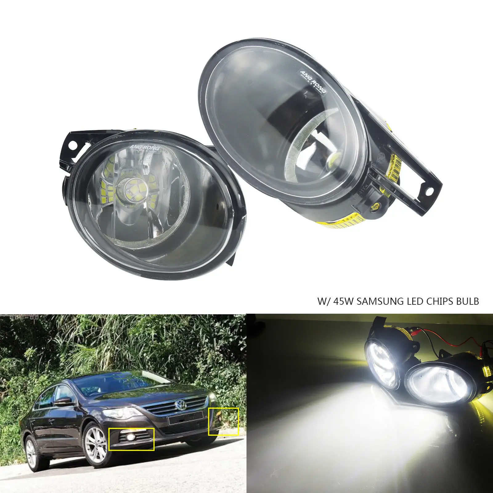 ANGRONG For VW Passat 3C B6 06 10 Front Bumper Fog Driving Light Lamp 45W SAMSUNG