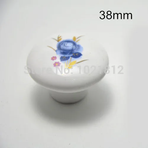 38mm Blue Rose Ceramic Cabinet Knobs Cupboard Closet Dresser Handles Pulls Kitchen Bedroom | Обустройство дома
