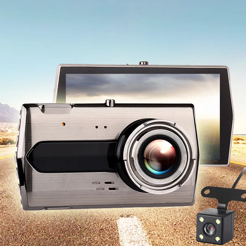 Full HD 1080P Dash Camera Car DVR Dual Lens 4 IPS Front+Rear Night Vision Camera video registrator recorder Car Parking Monitor (1)
