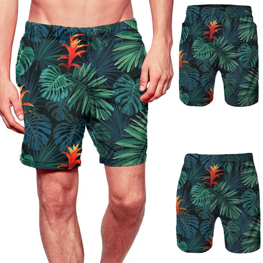 Mens Swim Trunks Quick Dry Yellow Cat Claw Pattern Printed Summer Beach Shorts Board Beach Short