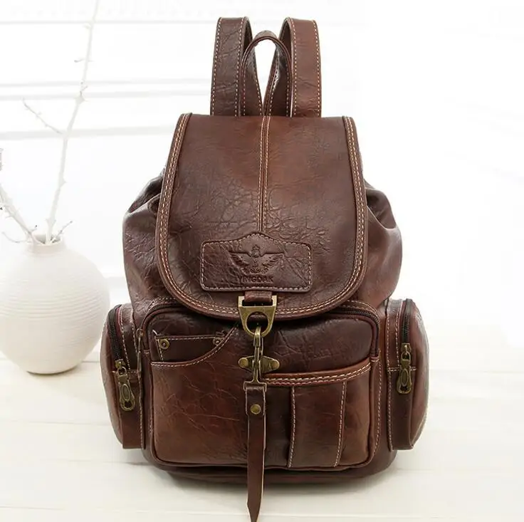 

bag again 022417 new hot lady leather vintage backpack female travel bag