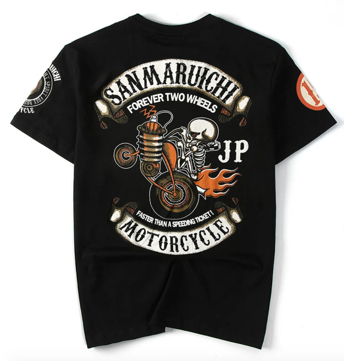 Для мужчин мотоциклы лето Ретро панк футболка футболки Топы Круглый вырез с длинным рукавом Sanaruichi