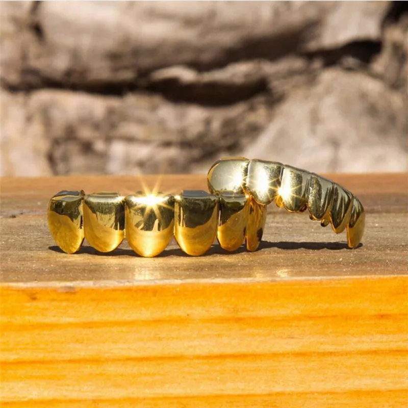 BOAKO Grillz набор золото Отделка восемь 6 верхних зубов и 6 нижних зубов равнина хип хоп грили 4 цвета X7-M2