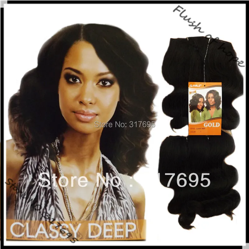 Two Packs For Full Head Noble Gold Classy Deep Wave Synthetic Hair