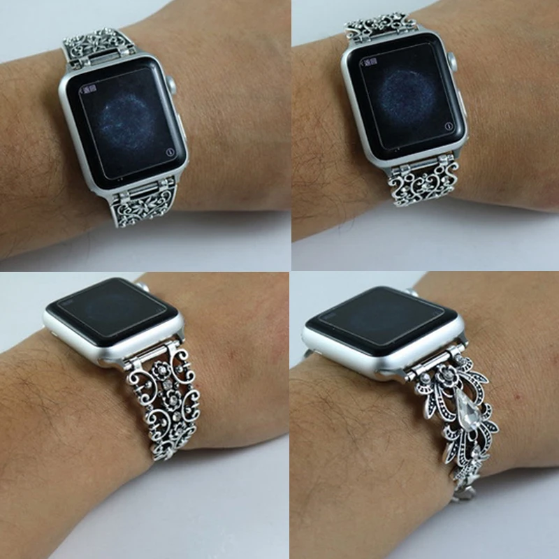 Ювелирные бриллиантовые Наручные часы с ремешком цепочкой для Apple Watch ремешок iWatch