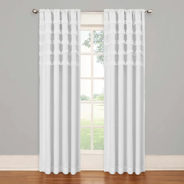 American Lotus Leaf Edge Princess Curtain Solid Color Ruffles Cake