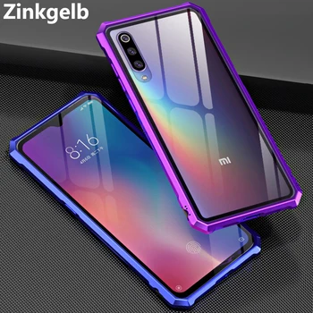 

For Xiaomi Mi 9 Cover Case Luxury Hard Metal Aluminum Alloy Transparent Glass Protective Phone Case for Xiaomi Mi9 Case Fundas