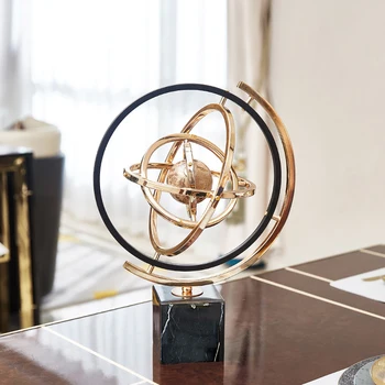 

High Grade Statue Metal Globe Figurines Home Decor Marble Crafts Room Decor Wedding Handicraft Ornament Porcelain