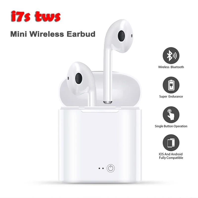 

New i7 Mini Wireless Bluetooth Earphone With Charging Box i7s tws Stereo True Earbud Headset Earpiece for iPhone Samsung Android