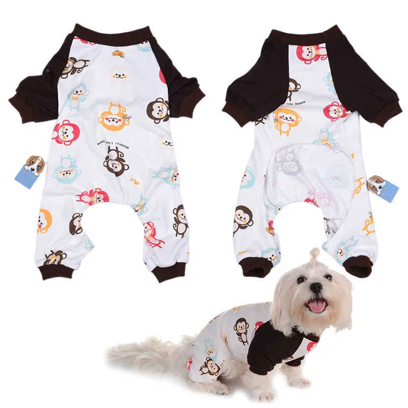 

TAONMEISU Lovely Monkey Printing Dog Pajamas Soft Warm Cozy Pets Cat Puppy Sleeping Jumpsuits Romper Clothes