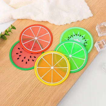 

7pcs Cute Coaster Fruit Shape Silicone Cup Pad Slip Insulation Pad Cup Mat Pad Hot Drink Holder kitchen placemat Bar table mat