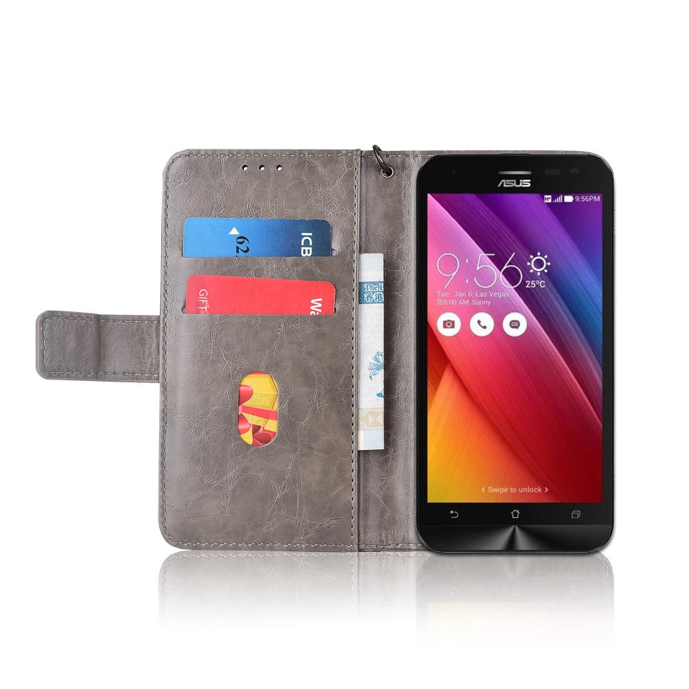 Чехол-Кошелек для Asus ZenFone 2 Laser ZE500KL ZE500KG, флип-чехол с ремешком, специальный чехол-книжка из искусственной кожи с тиснением в виде цветов