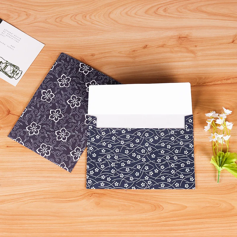 6pcs Blue pattern envelope Western B6 postcards storage envelopes