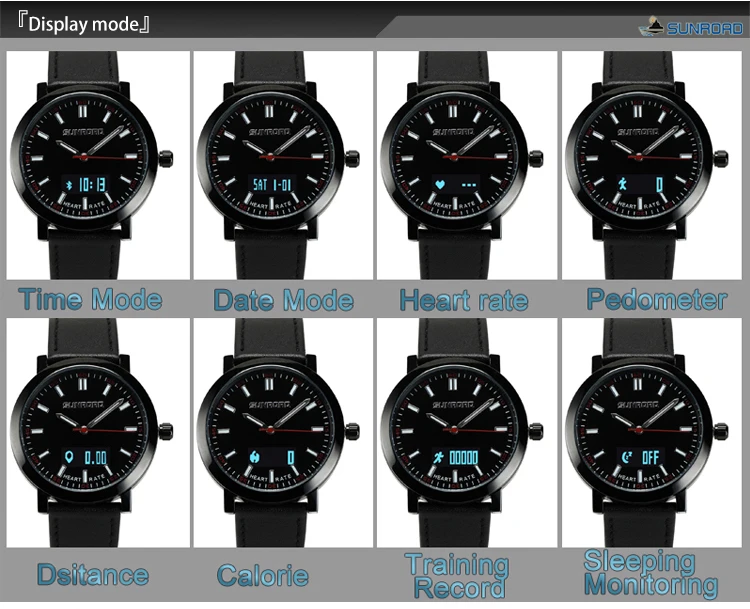 SUNROAD Смарт-часы с монитором сердечного ритма для мужчин s Водонепроницаемый Bluetooth USB перезаряжаемые кварцевые наручные часы спортивные часы с будильником для мужчин saat