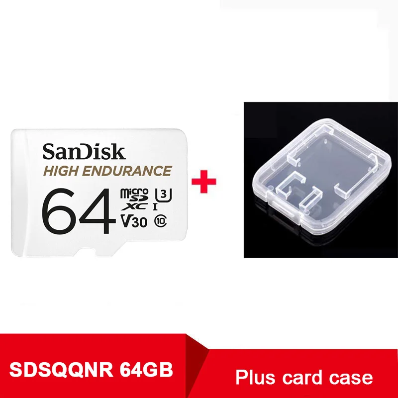 SanDisk карта памяти MicroSD карта памяти высокая выносливость MicroSD 32 Гб 64 Гб 128 ГБ до 100 м/с TF карта C10 U3 V30 Cartao De Memoria флешка - Емкость: SQQNR-64GB-Plus-case