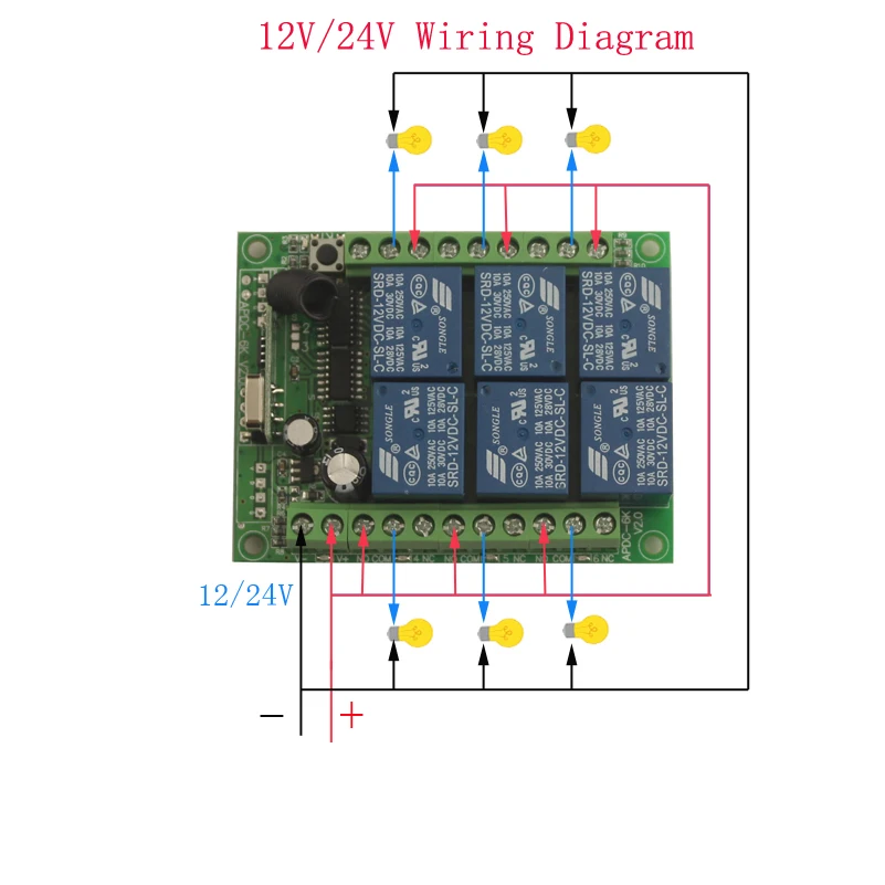 Sleeplion DC 12 V/24 V 6CH 6-канальный Беспроводной переключатель дистанционного Управление; радио переключатель hdmi передатчик и приемник реле