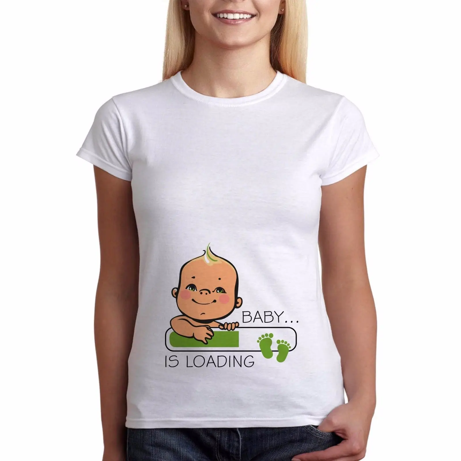 Womens Funny Pregnancy Maternity T shirt Baby Is Loading Perfect Gift