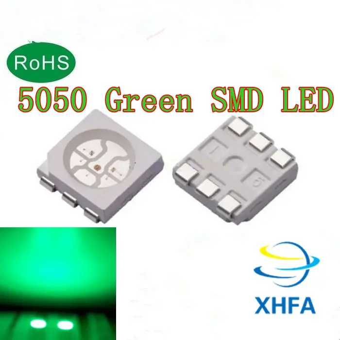 2000 шт. 5050 SMD Зеленый PLCC-6 3 вилочным держателем 9000 МКД ультра яркий светодиодный Высокое качество светильник-излучающие диоды для подавления переходных скачков напряжения 5050 зеленый светодиодный 5050 Диоды для подавления переходных скачков напряжения