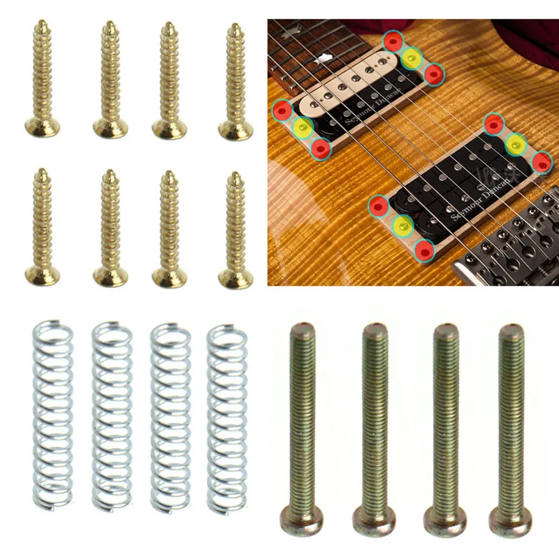 

1Set Humbucker Pickup Screws Springs Kit Ring Surround Mounting Guitar Parts 10166