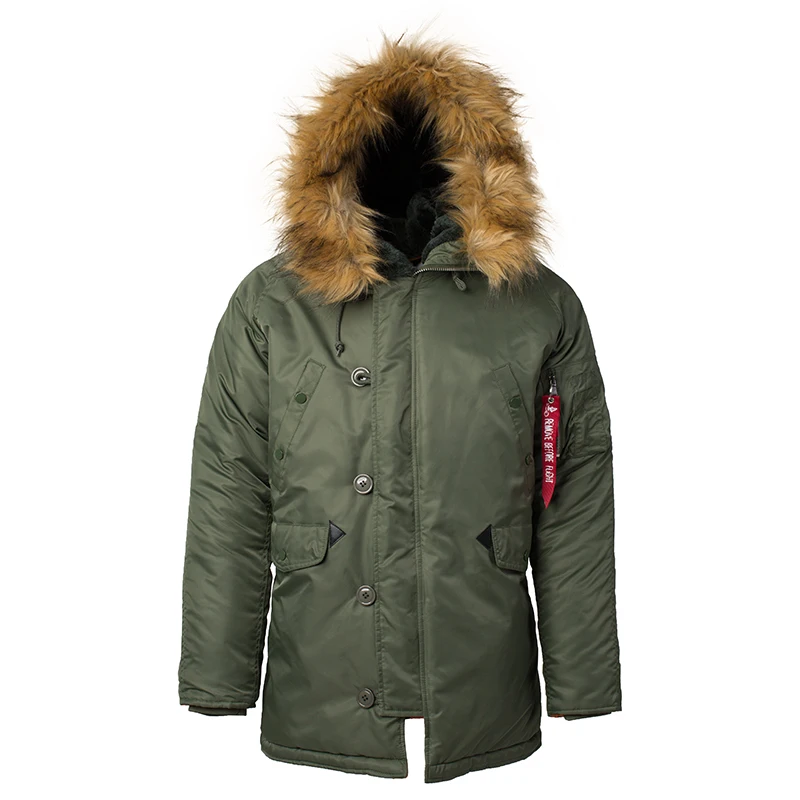 Winter N3B puffer jacket men long canada coat military fur hood warm ...