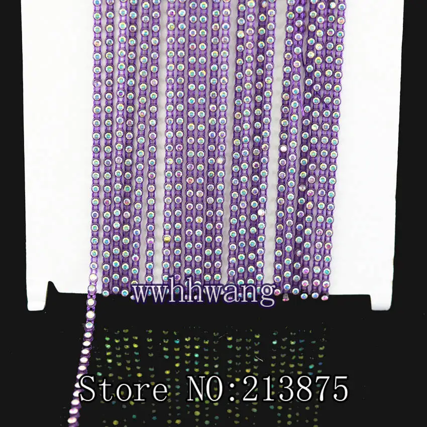 10 метров, SS6, 2 мм B Класс, прозрачный AB, стеклянные кристаллы, стразы, обвязка, 15 цветов, отделка Пластик цепи, низ свадебные платья - Цвет: 12 dark purple chian