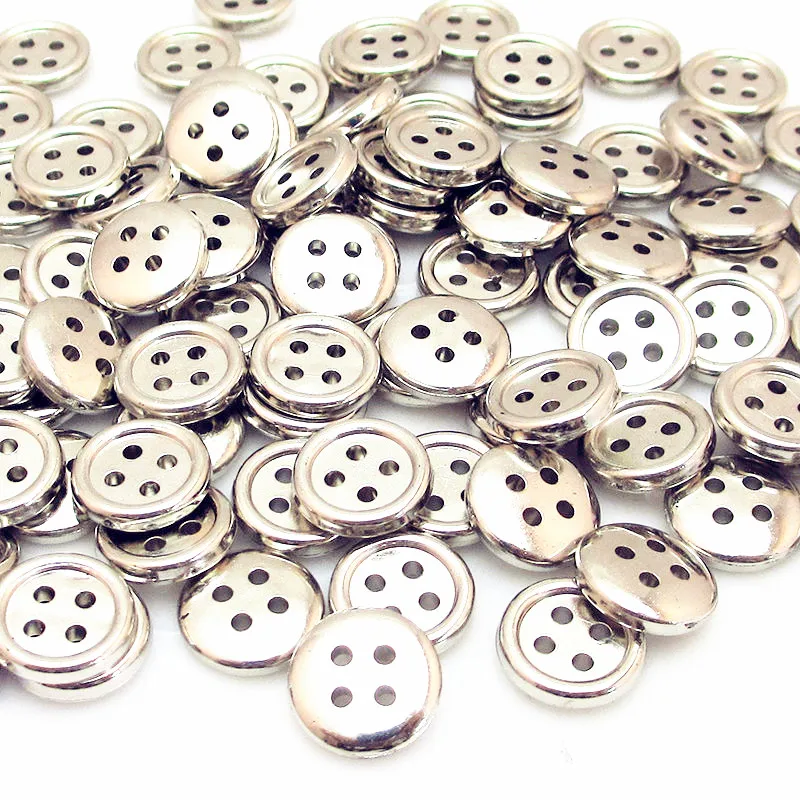 

50pcs/lot 12mm gold silver plating buttons 4-Holes round Button resin button plastic cloth buttons sewing accessory scrapbooking