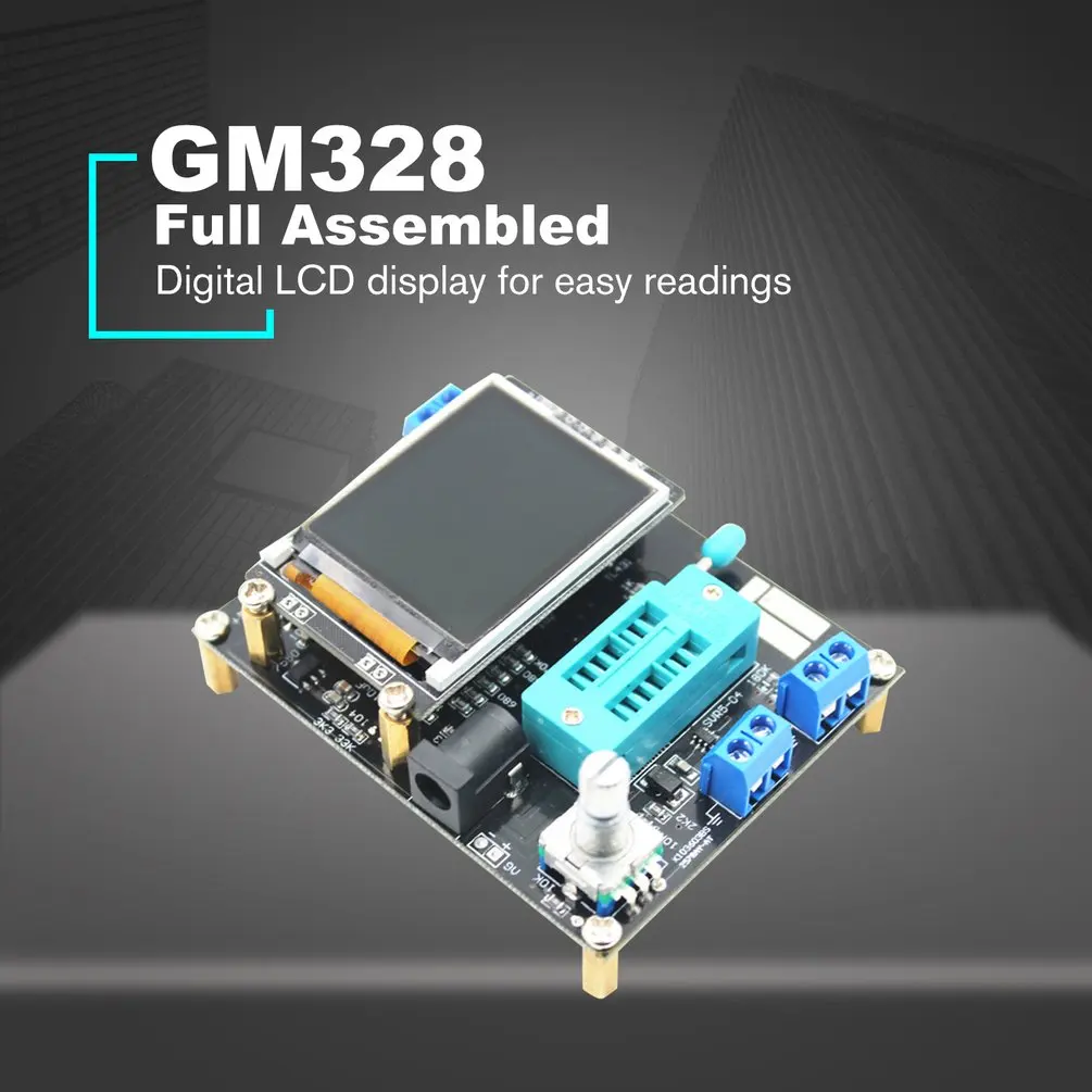 

GM328 Full Assembled Transistor Tester LCR Diode Capacitance ESR meter PWM Square wave Frequency Signal Generator