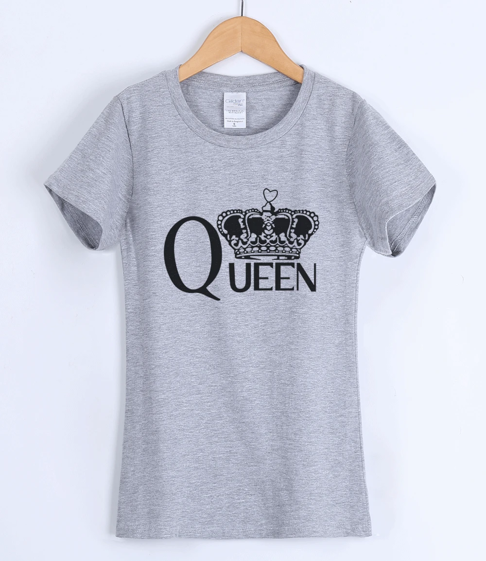 QUEEN CROWN pattern fashion t shirt women 2017 summer cotton o neck