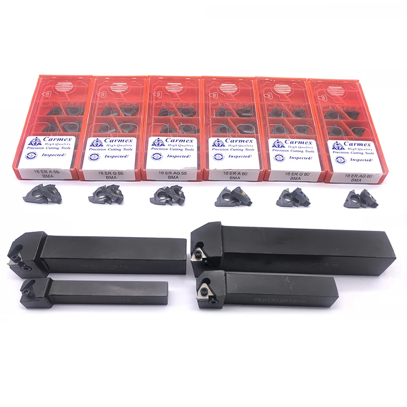 

SER1212H16 SER1616H16 SER2020K16 SER2525M16 16ER AG60 AG55 A60 carbide insert Lathe Cutter External Thread Turning tool Holder