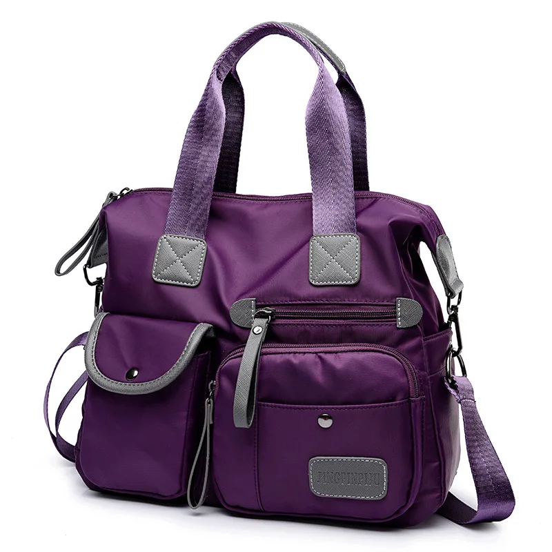 Нейлоновая сумка для подгузников для беременных, брендовая Большая вместительная модная дизайнерская сумка для детских подгузников для путешествий - Цвет: Purple