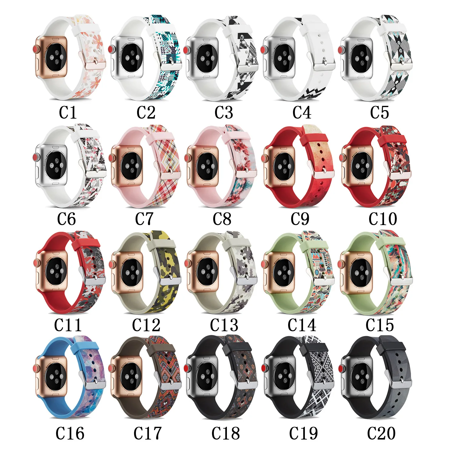 

KLFS for Apple iWatch band1 / 2/3/4 Printed Silicone Strap 38 42 40 44mm