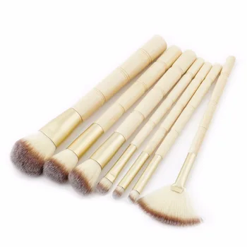 

7pcs Bamboo handle beige Makeup Brushes Set kits Powder Foundation Eyebrow Facial Multifunction Brushes Beauty Makeup Tool