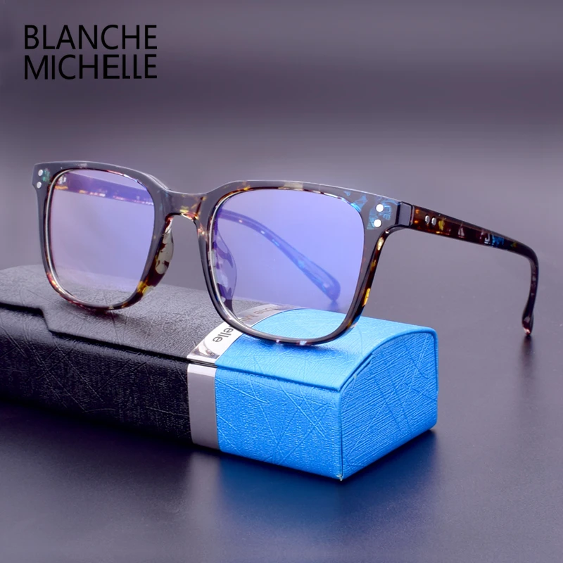 Blanche Мишель 2019 квадратных TR90 кадр очки Для женщин мужчин ретро анти синий