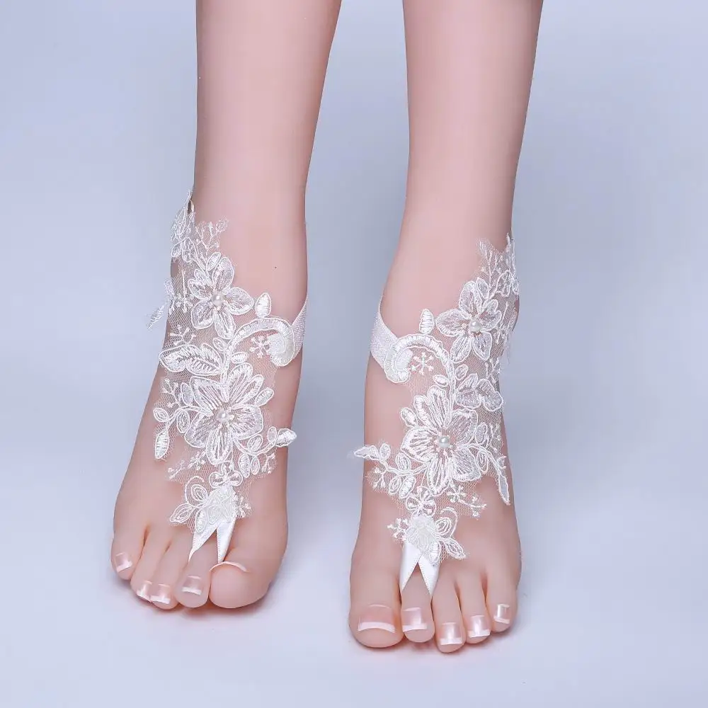 

2019 NEW Foot Chain Lace Ankle Bracelet Bridal Beach Wedding Barefoot Sandals Women blue