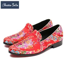 Christia Bella/мужские лоферы в винтажном стиле с вышитыми цветами; мужская модельная обувь с красной подошвой; Свадебная обувь; официальная обувь; мужская обувь на плоской подошве; большие размеры