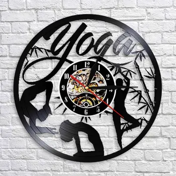 

Yoga Self Knowledge Practice Art Wall Clock Find Your Balance Retro Vinyl Record Art Decorative Clock Modern Wall Decor