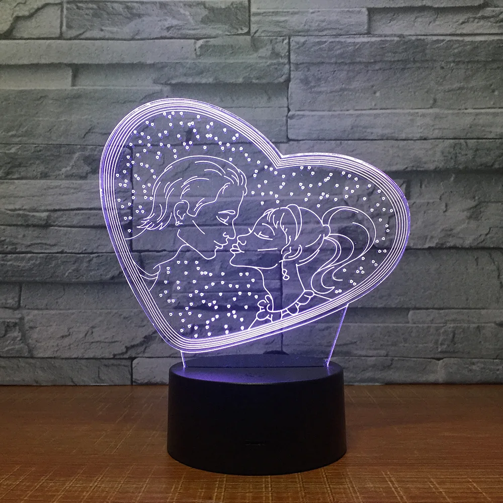 3D светодиодная USB лампа I LOVE YOU Sweet Lover Heart романтический декоративный Красочный