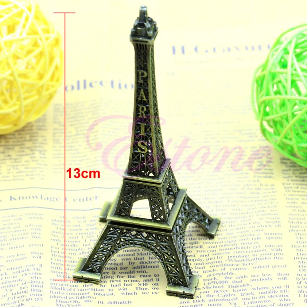 

G104 Vintage Alloy Model Decor Bronze Tone Paris Eiffel Tower Figurine Statue 13cm