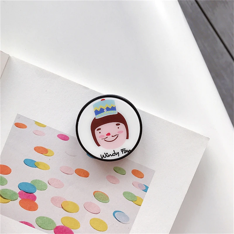 TJHSZKL universal cartoon cute smile pattern round telescopic bracket and grip ring bracket mobile phone folding 5