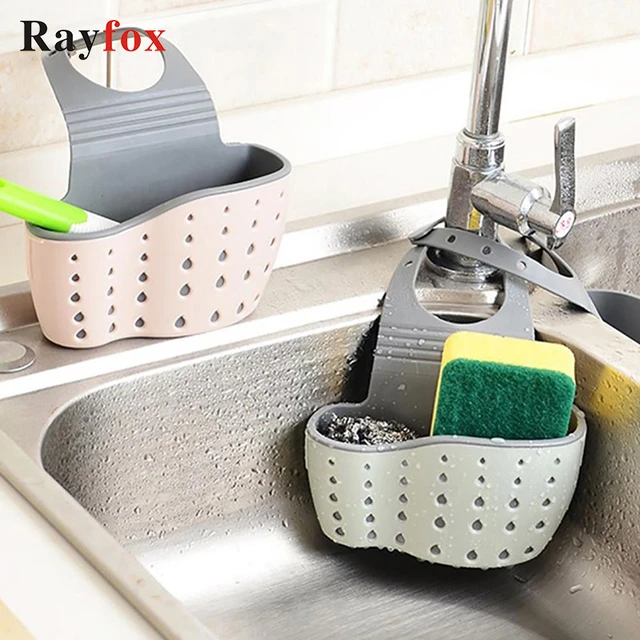 Sink Sponge Holder With Dish Brush Organizer, Suction Cups or Countertop